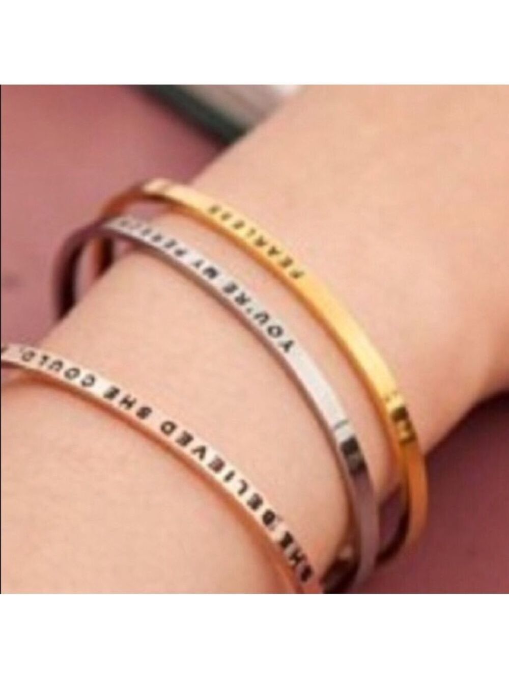 Affirmation mantra rose gold minimalist bracelet